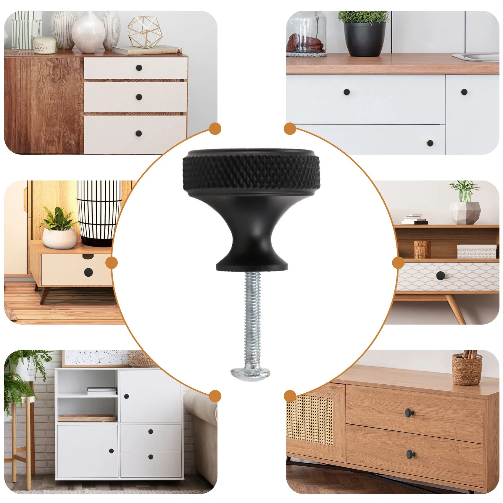 GOOD-10Pack Kitchen Cabinet Knobs Knurled Dresser Knobs Cabinet Hardware Aluminum Knobs For Dresser Drawers Black Easy To Use