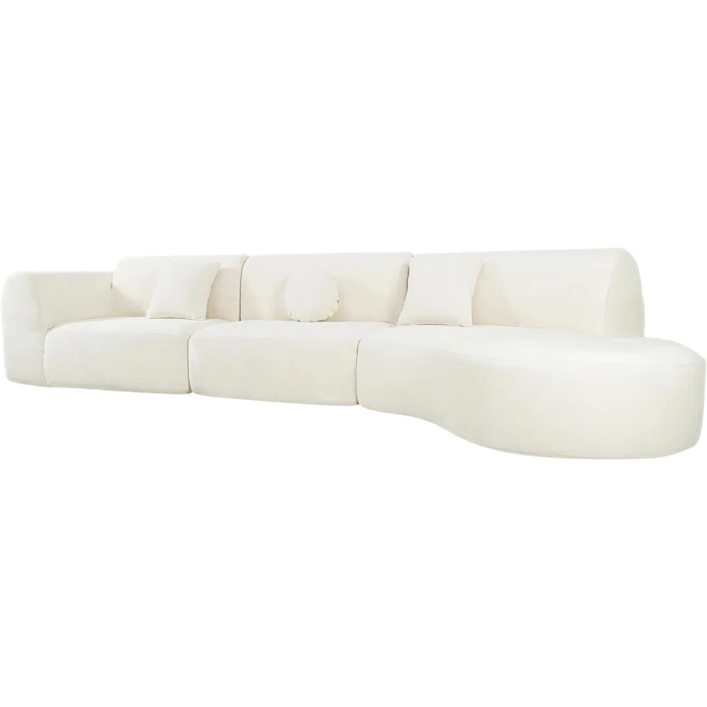 أريكة مقطعية منحنية حديثة مكونة من 3 قطع من منتصف القرن مع إسفنجة كبيرة الحجم وصالة تشيس #6