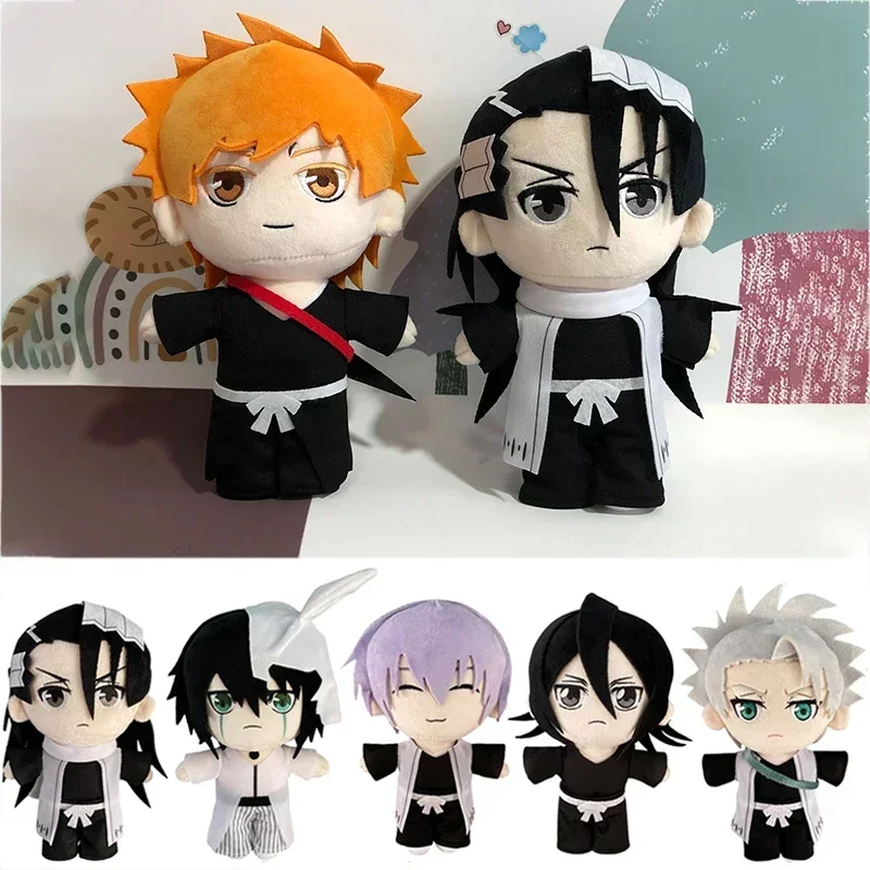 Anime BLEACH Plush Dolls Kurosaki Ichigo Kuchiki Rukia Byakuya Ichimaru Gin Plushies Toys Cartoon Cosplay Stuffed Figure Pillow