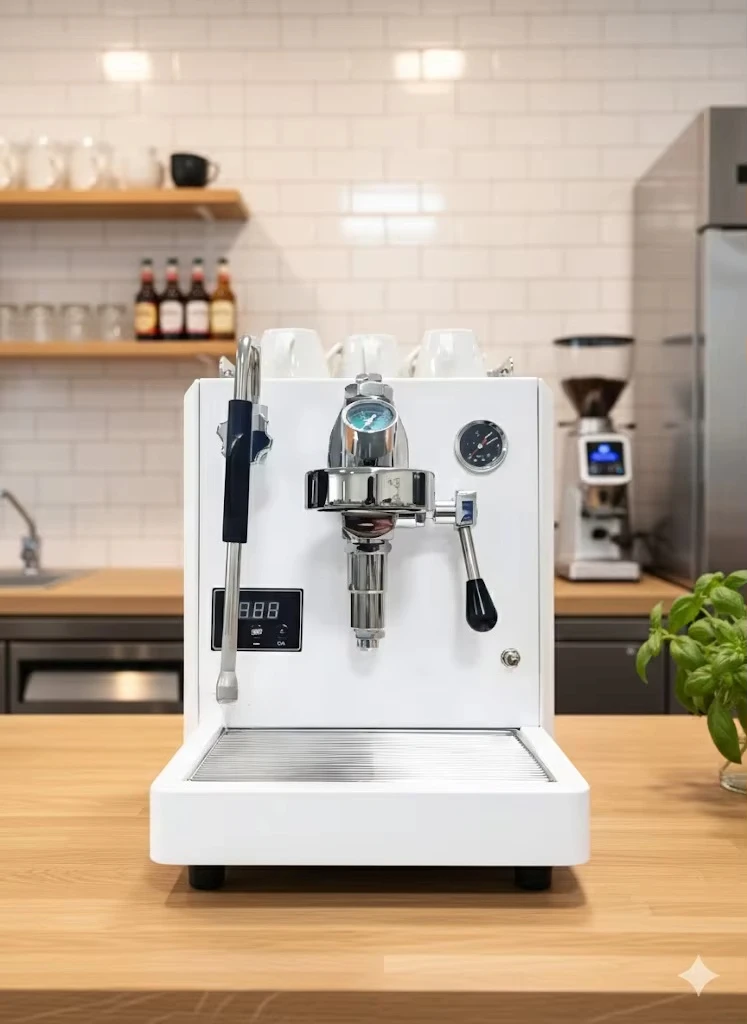 Single Group Stainless Steel Semi-Automatic Espresso Machine with Brew System for RV/Car Use Spanish Language Support