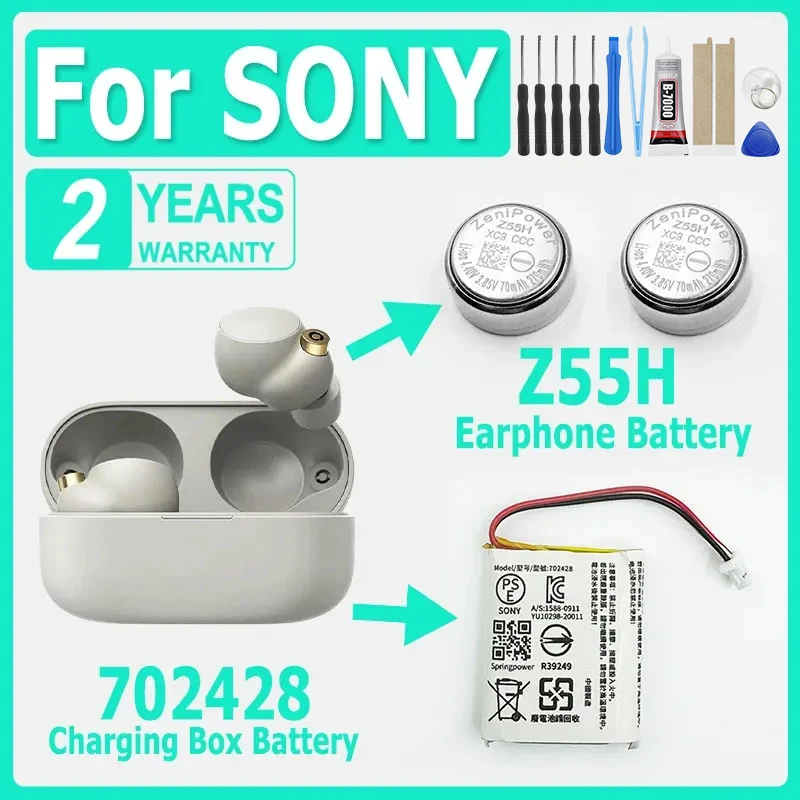 High Quality Z55H 3.85V 70mAh Battery For SONY WF-1000XM4 1000XM4 XM4 Bluetooth Earbuds Headset Batteria+Free gift Tools