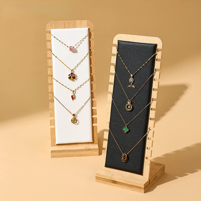 Bamboo and Wood Detachable Necklace Display Rack, Clavicle Chain Jewelry Hanging Rack, Necklace Display Shooting,