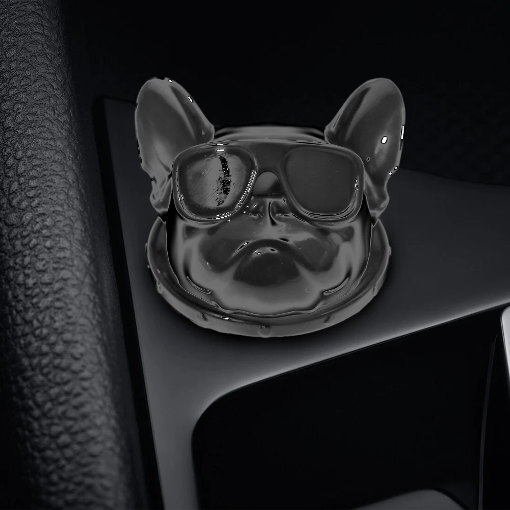 Car One-Button Start Decorative Cover French Bulldog Cartoon Engine Stop Push Switch Button Car Interior Stickers Accessories