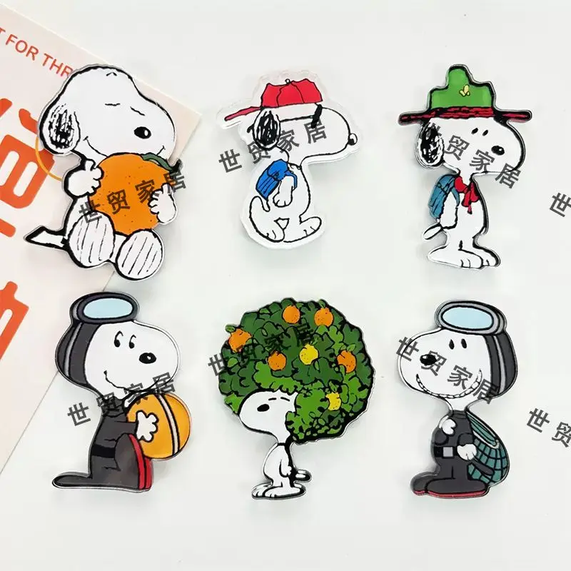 Snoopy 7 sztuk naklejki magnetyczne na lodówkę dzieciństwo kreskówki śliczne troublesome pies akrylowe kreatywne magnesy do dekoracji wnętrz