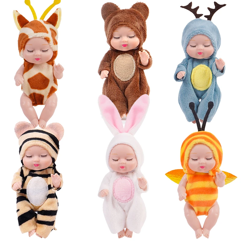 Simulation 3.5in Bebe Kit Reborn Dolls with Clothes Animal Series Bunny Elk Tiger Giraffe Joints Move Bjd Baby Toys for Children