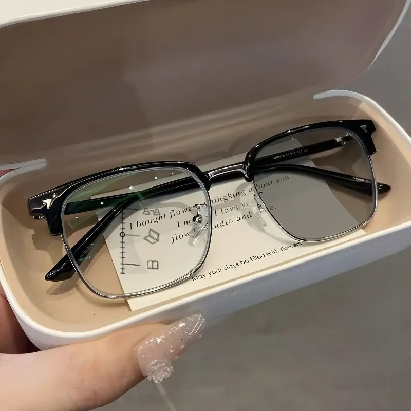 Multifocal Reading Glasses Semi Rim Square Frame Anti Blue Light Presbyopic Glasses Eyewear for Near Far Daily Office 0 To +4.0