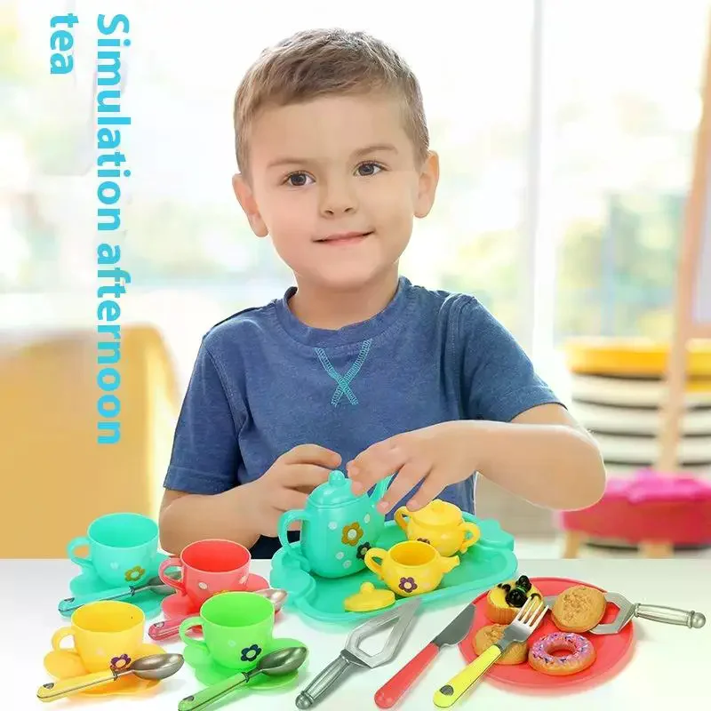 Kindertheeservies Fantasiespelspeelgoed - Simulatie Theepot Theekopje Keukenaccessoires Afternoon Tea Speelset voor jongens en meisjes Verjaardagsgif