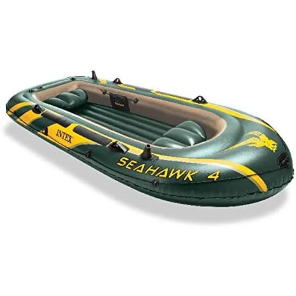 Seahawk Inflatable Boat Series: Includes Deluxe Aluminum Oars and High-Output Pump – SuperStrong PVC