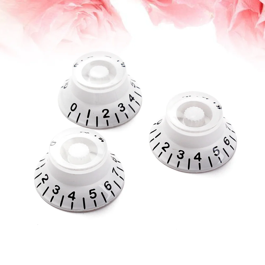 

3 PCS/ Set Acrylic Hat Guitar Volume Tone Control Knobs Rotary Knobs for ST Electric Guitar Parts Replacement (White)