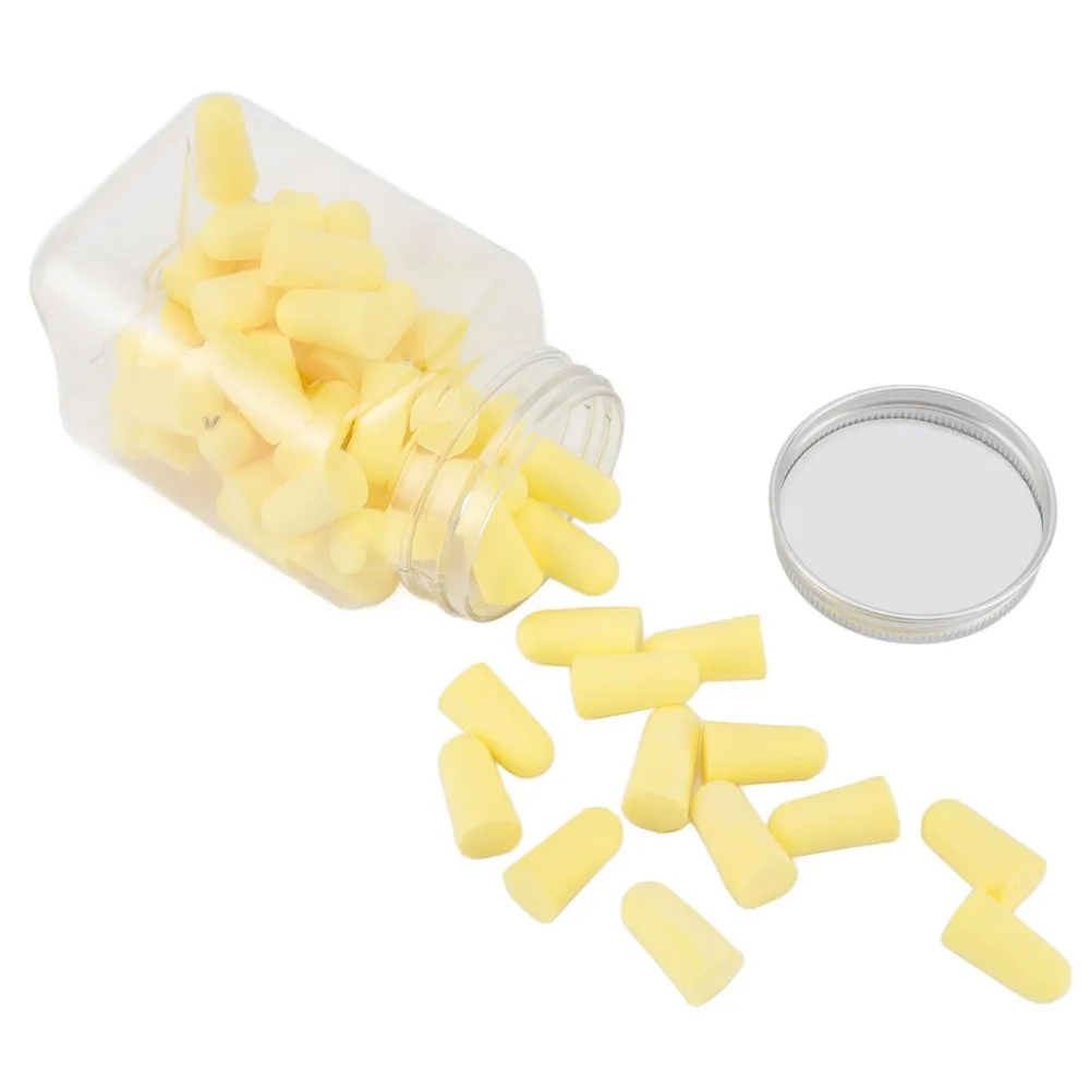 60Pcs Yellow, Blue 60Pcs Slow Rebound Foam Ear Plugs 25 x 13mm Slow Rebound Sponge Washable Noise Reduction Earplugs