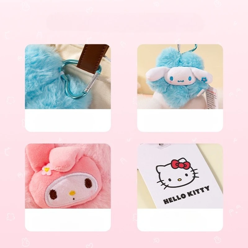 Sanrio Hello Kitty Pluszowy Wisiorek Kwiat Kawaii Melody Cinnamoroll Kuromi Zawieszka Lalka Brelok Prezent dla Dziewczynki Zabawka dla Dzieci