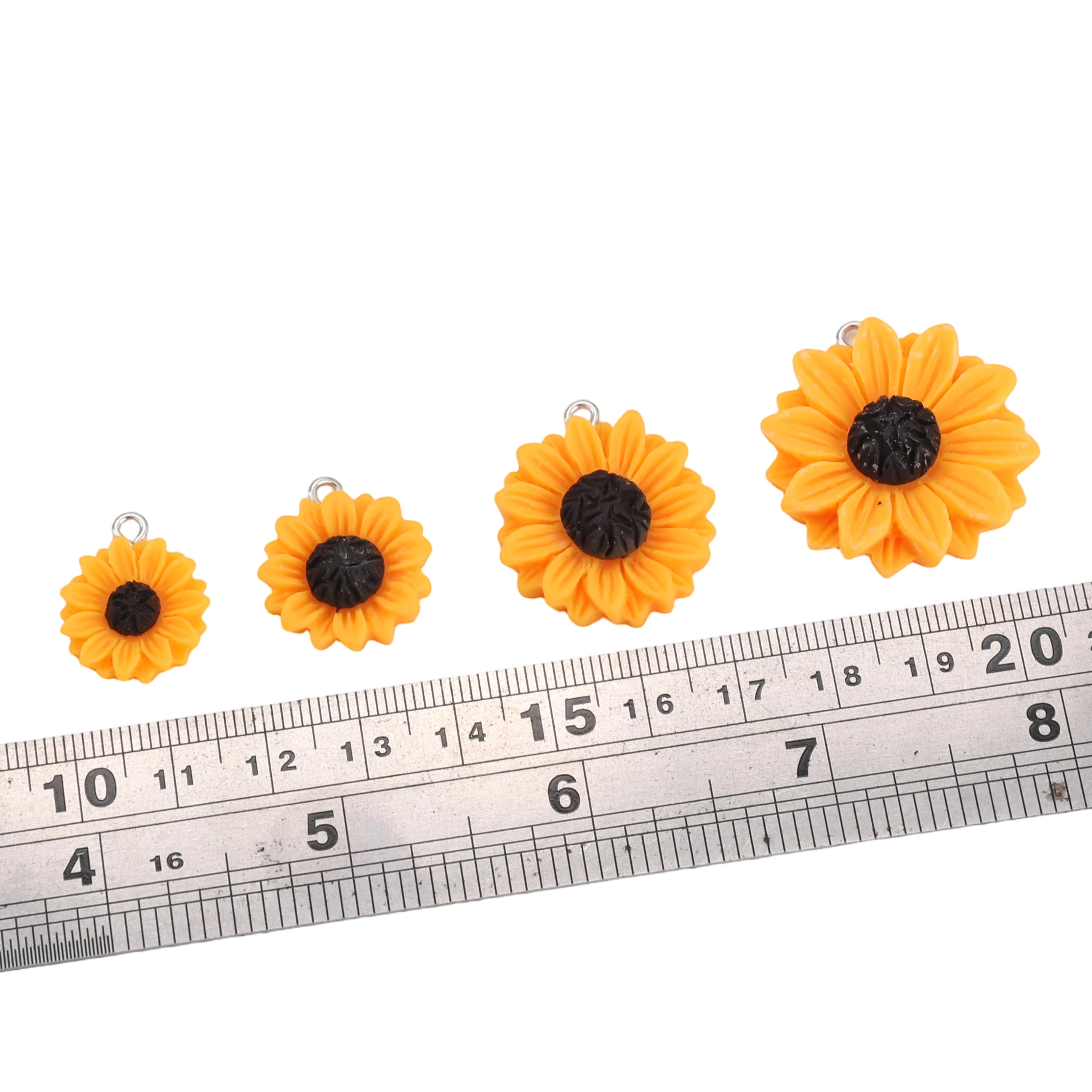 5 Stück Sonnenblumen-Anhänger aus gelbem Harz für die Schmuckherstellung, DIY, handgefertigte Halskette, Ohrringe, Armband, Schmuckzubehör – Detail 1