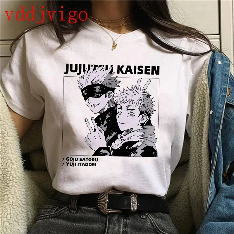 Maglietta in cotone Anime Jujutsu Kaisen Gojo Satoru Yuji Itadori maglietta estiva stampata maglietta Manga Top vestiti in stile giapponese