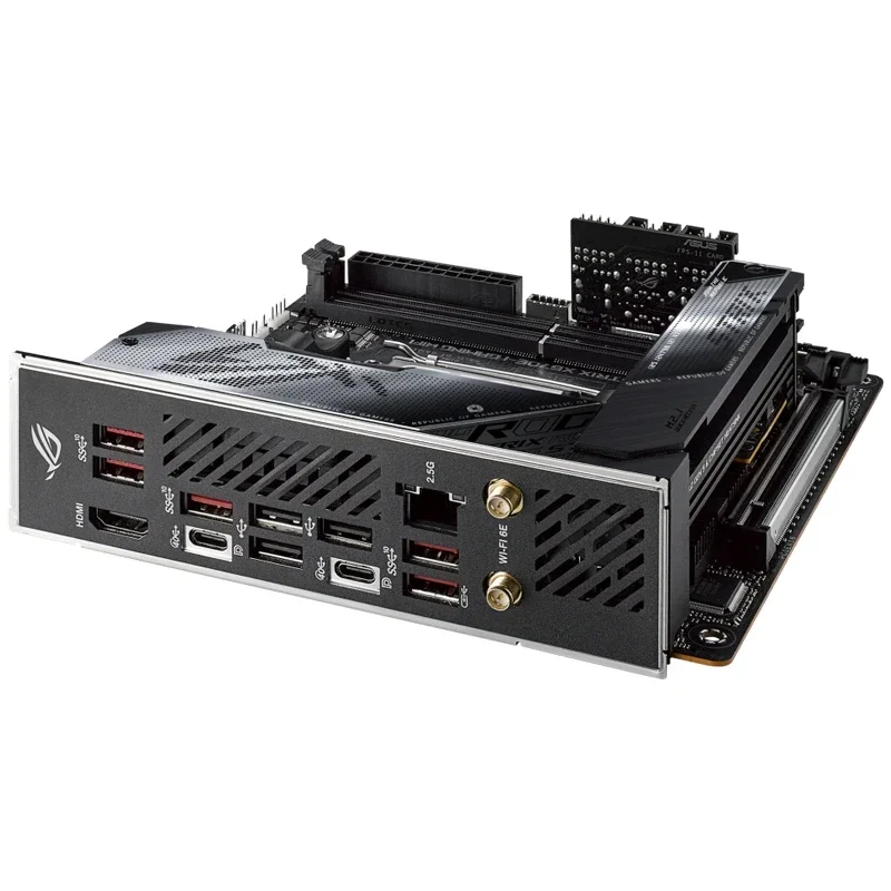 ASUS ROG STRIX X670E-I GAMING WiFi 6E Socket AM5 LGA 1718 AMD Ryzen 7000 Mini-ITX Gaming Motherboard 10+2 Power Stages DDR5 PCIe view 3