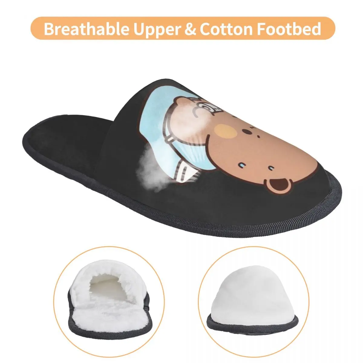 Chinelos de casa de espuma de memória macia Bubu engraçados personalizados femininos aconchegantes e quentes com sola antiderrapante