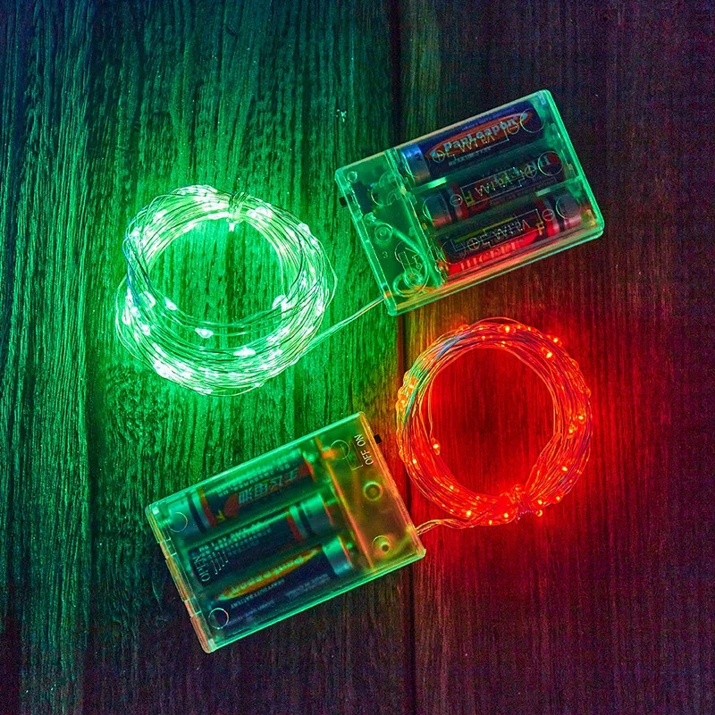 10 متر 100 المصابيح اكليل الفضة سلك ضوء سلسلة الزفاف جارلاند مصباح لعيد الميلاد حفلة في الهواء الطلق حديقة ديكور غرفة نوم طاقة البطارية