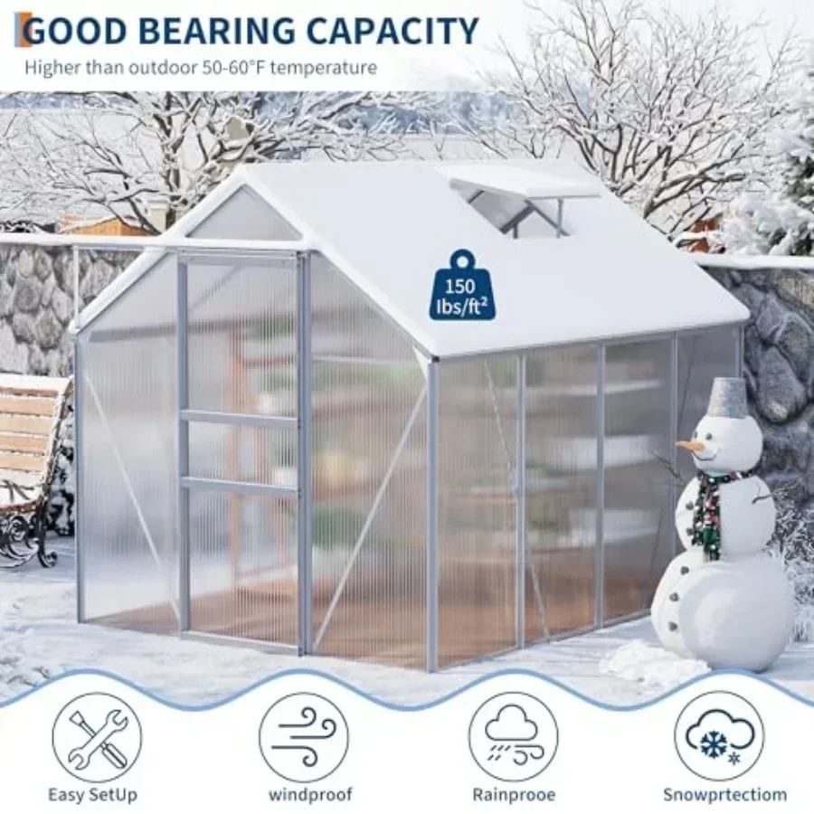 House for Outside, Large Walk-in Houses for Garden Planting, Polycarbonate Houses with Enhanced Aluminum Frame,FT