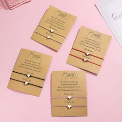 2 PCS Vintage Card Set Simple and Fashionable Popular Copper Love Adjustable Friendship Bracelet Valentine's Day Jewelry