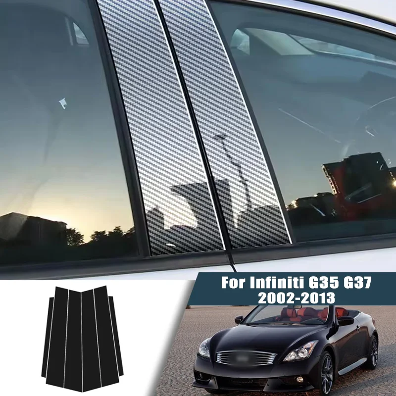 

Glossy Black Carbon Fiber Window Door Deal B C Pillar Post Cover Sticker For Infiniti G35 G37 2002-2013 2003 2004 2005 2006