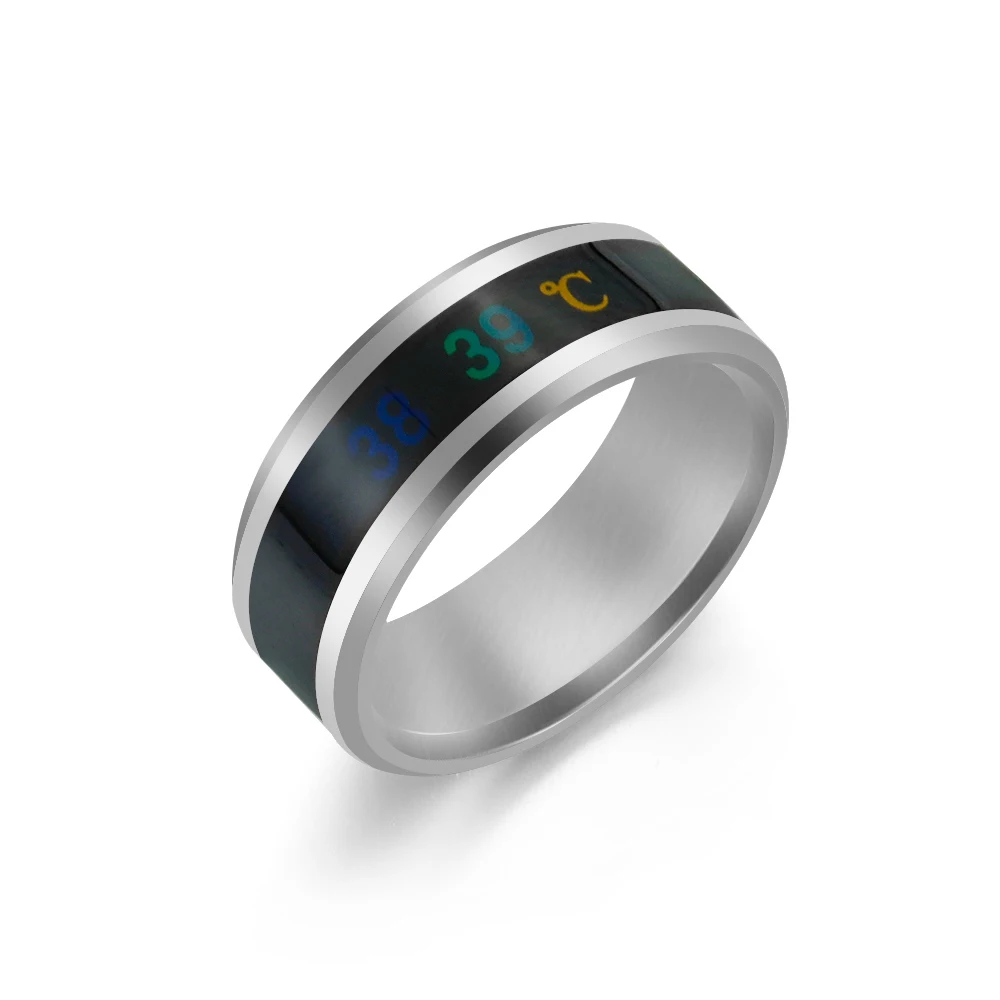 Men and Women Jewelry Gift Creative Mood Rings Temperature Measurement Ring Stainless Steel Thermometer Display