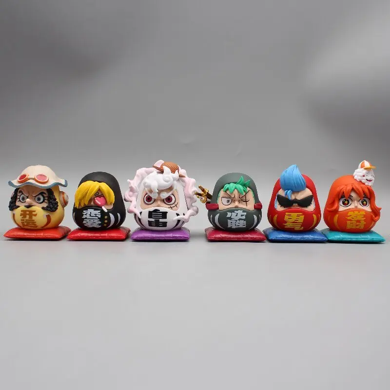 6pcs One Piece Figurine Daruma Nika Luffy FRANKY Roronoa Zoro Sanji Action Figures PVC Collection Model Ornament Birthday Toys