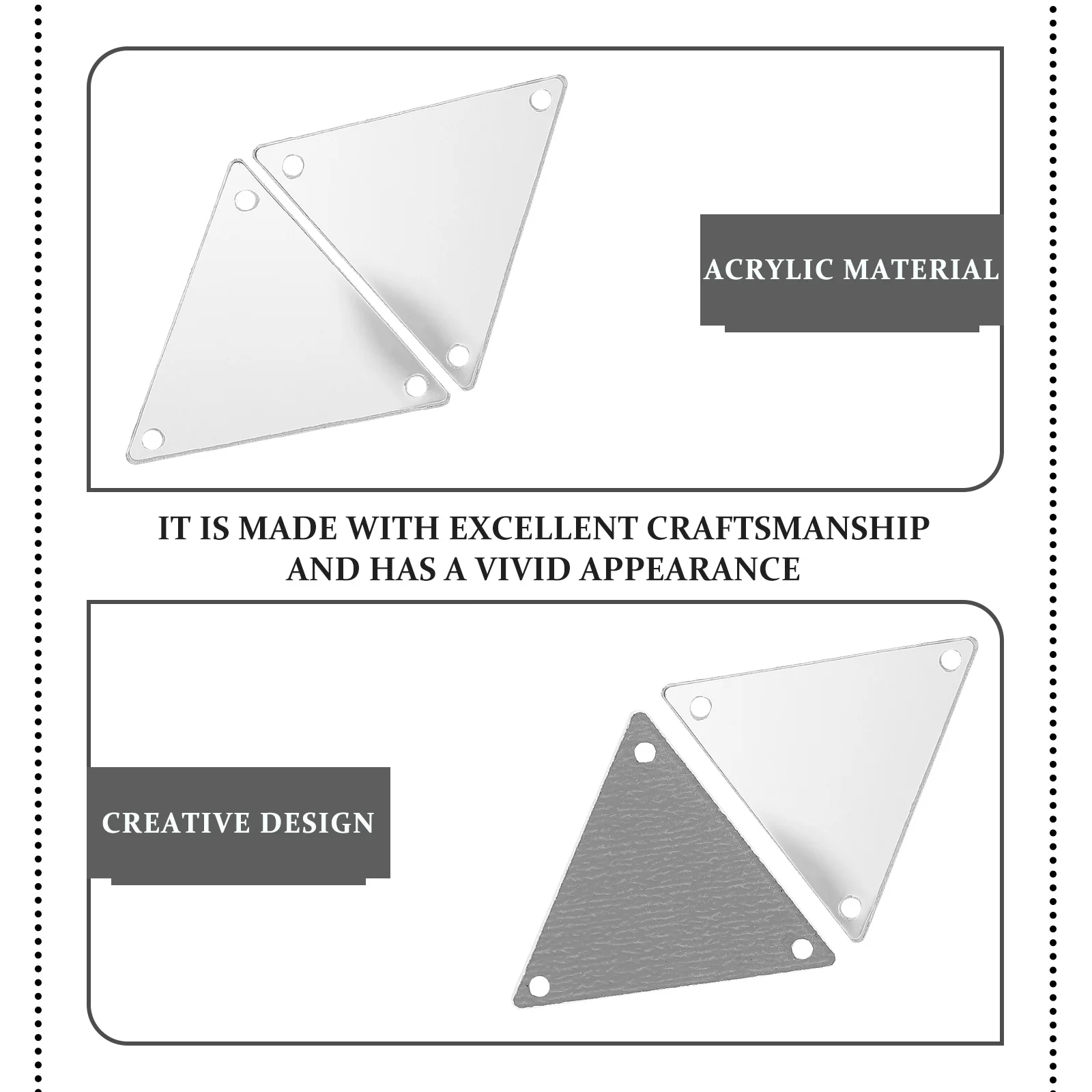 

50Pcs DIY Mirrored Rhinestones Acrylic Triangle Flat Bottom Mirror Pieces Clothing Bag Decoration Mirror Pieces