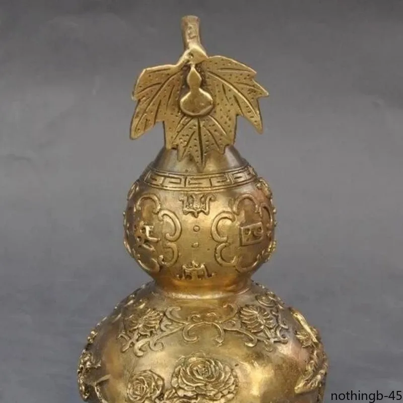 Chinese Brass Bat Plum Flower Lotus Daisy Lucky Statue Gourd Vase Bottle Pot Jar
