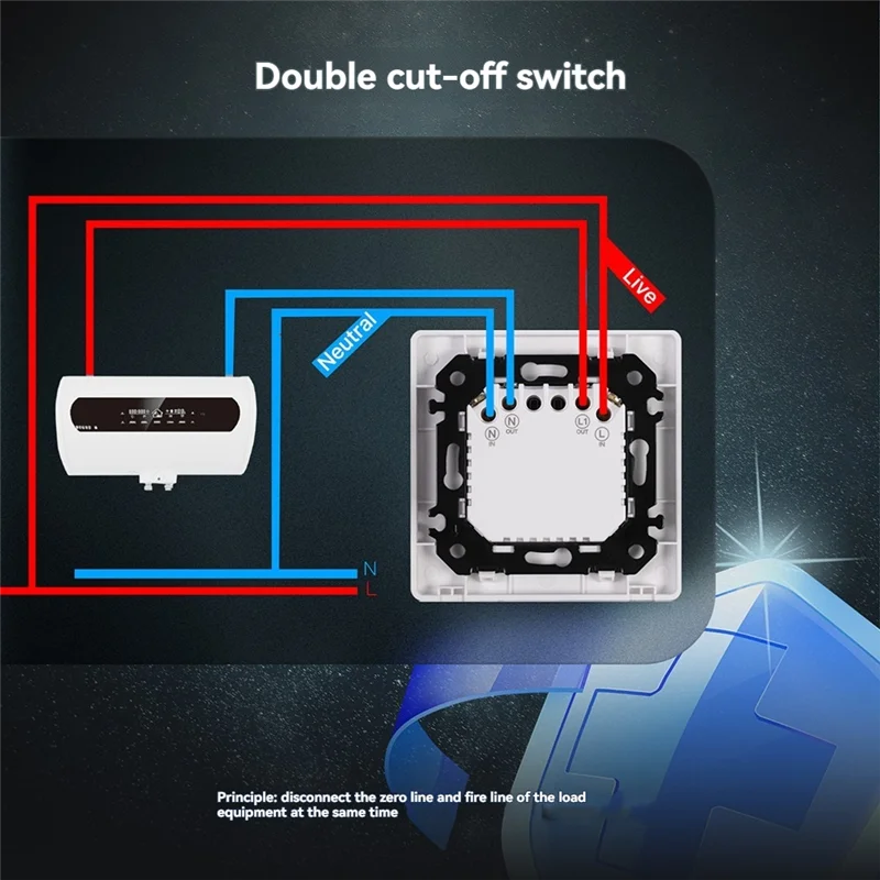 

B04B-Tuya 20A Zigbee Умный обогреватель Переключатель переменного тока Монитор электричества высокой нагрузки Двухполюсное приложение Дистанционное управление Поддержка Alexa