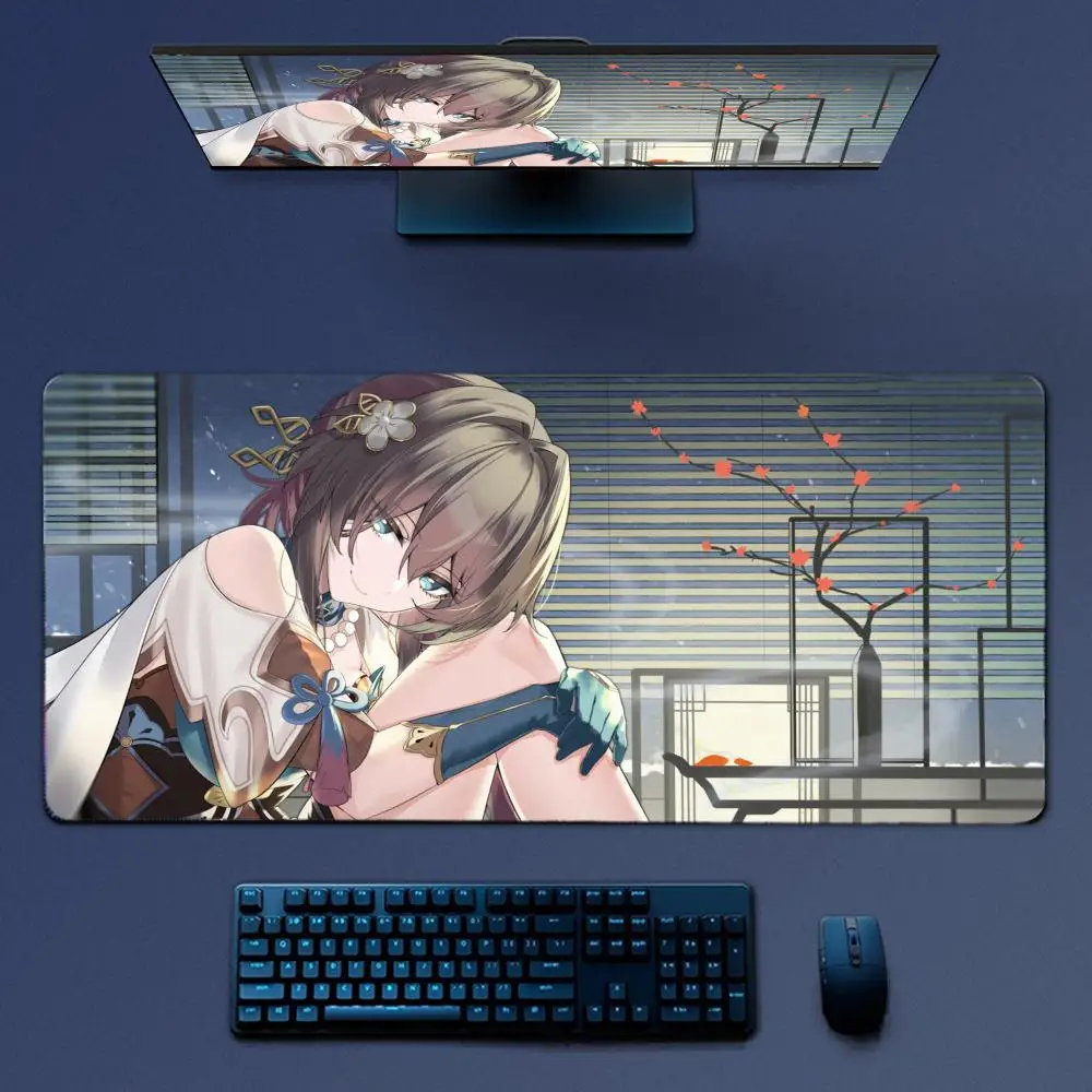 Honkai Star Rail Ruan Mei Mousepad, großes Gaming-Mauspad, LockEdge, verdickte Computer-Tastatur, Tisch, Schreibtischunterlage