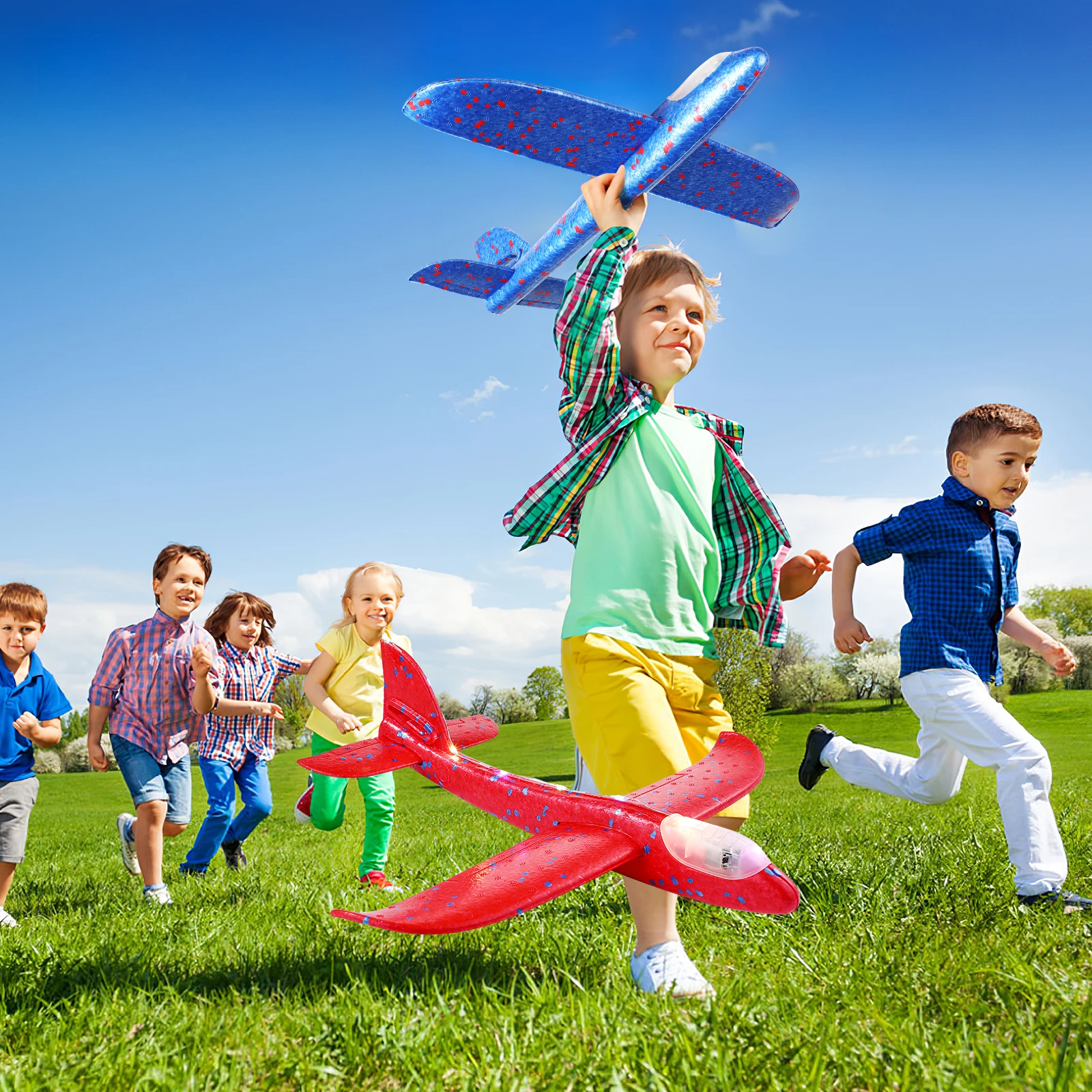 

2pcs Foam Airplane Flying Throw Airplane Kids Glider Planes Led Light Up Throwing Foam Airplanes Outdoor Flying Aircraft Models