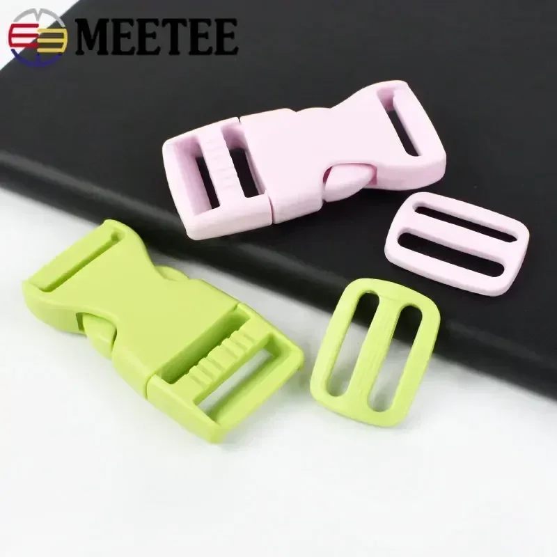 10/20Sets 15/20/25mm Plastic Side Release Buckle Belt Tri Glide Slider Clasp Webbing Bag Strap Adjustable Pet Collar Accessory