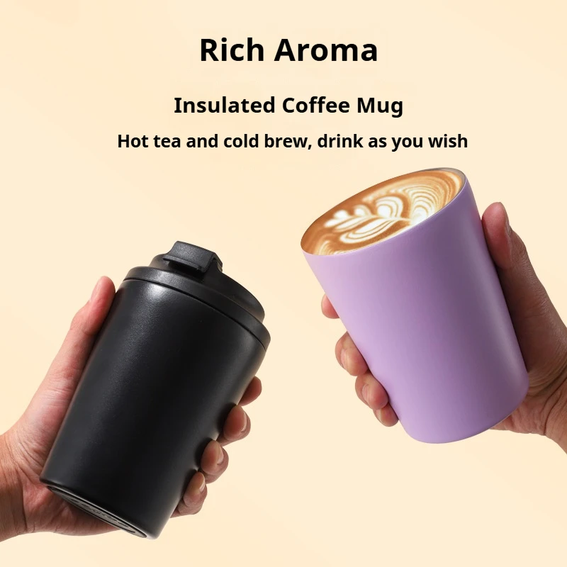 12oz Coffee Mug Stainless Steel Thermos Mug Car Insulated Flask Water  Tumbler for Outdoor Sports Non-Slip Travel Vacuum Flask - AliExpress 15