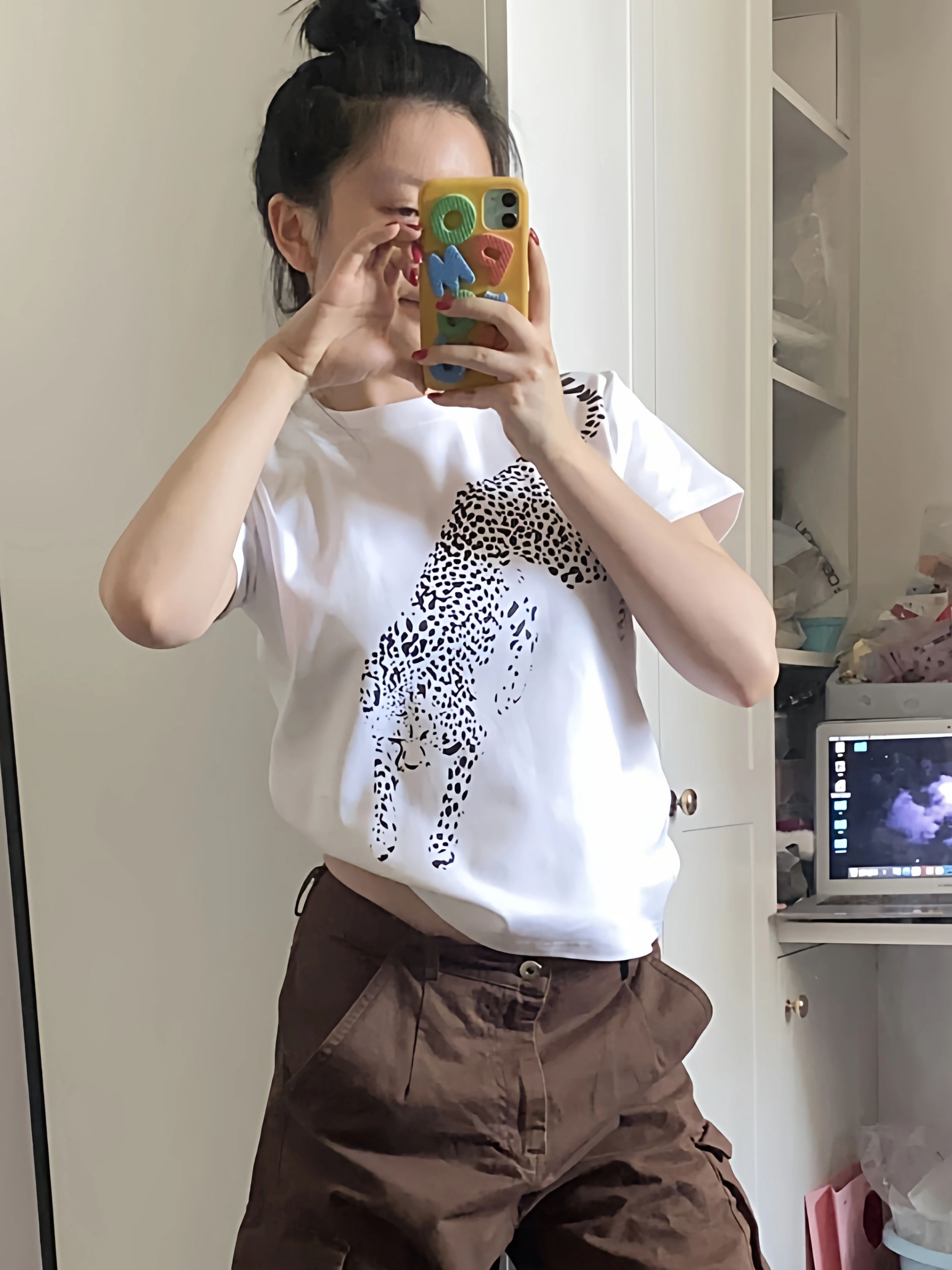 Retro American Money Leopard Print Short Sleeve Women's T-shirt Slim Fit Summer Casual Style Cotton Top Versatile Summer Wear