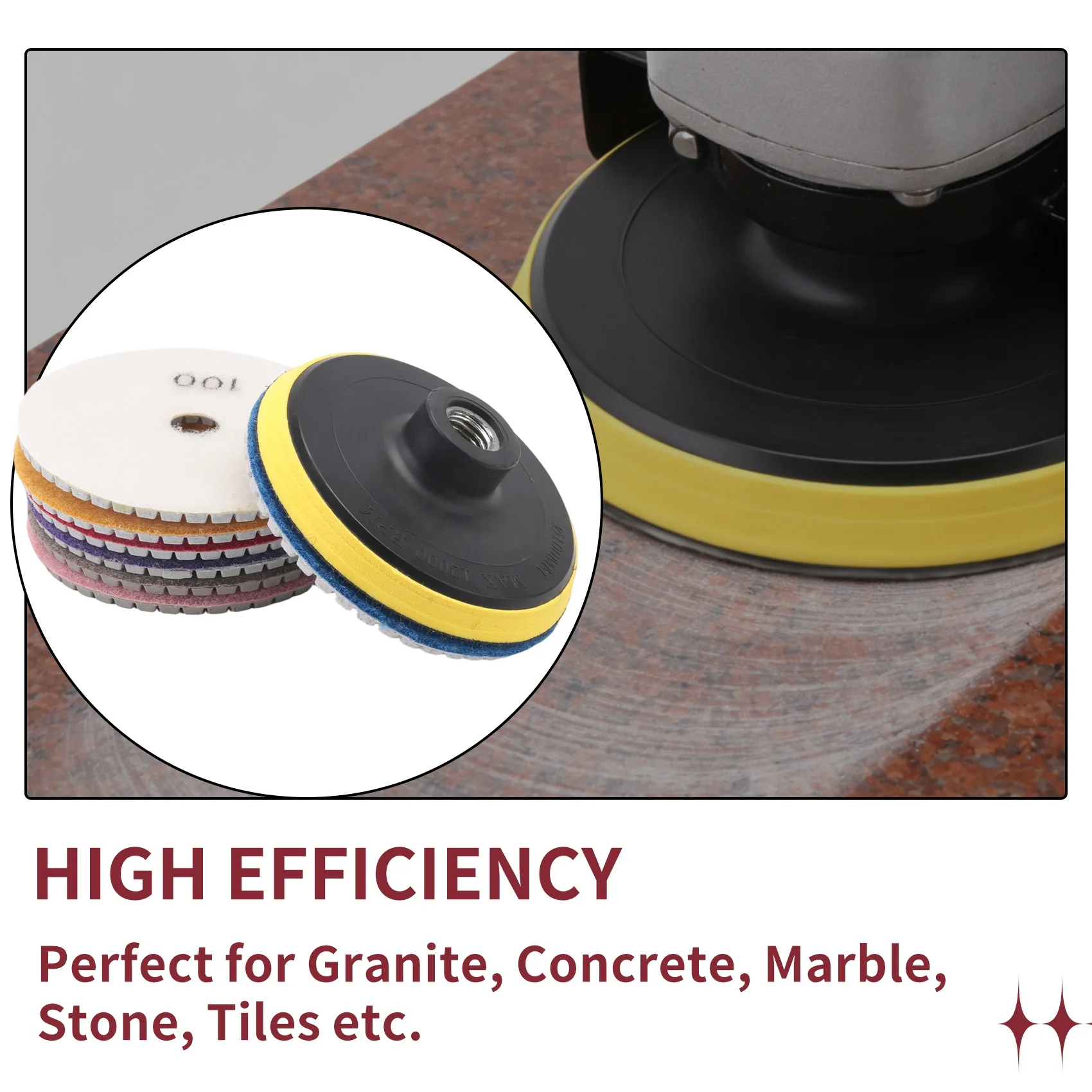 AC88 8Pcs 4 inch Diamond Polishing Pads, Wet/Dry Set for Granite Stone Concrete Marble, 50-3000 Grit, Flexible Resin Bond, Pro