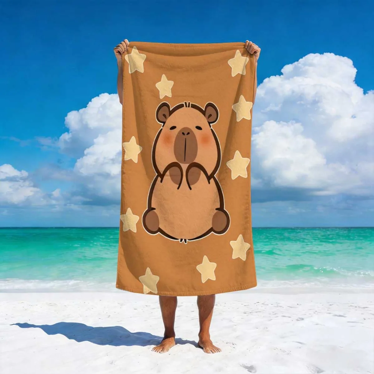 Quick Dry Beach Towel Sand Free Towel Microfiber Beach Towel Summer Towel Cute Capybara Print Travel Towel Compact Pool Towel