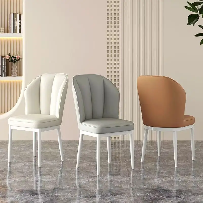 Stackable Eco-Friendly Living Room Furniture Durable Leather Dining Chairs with Soft Cushion and Metal Legspromote sales