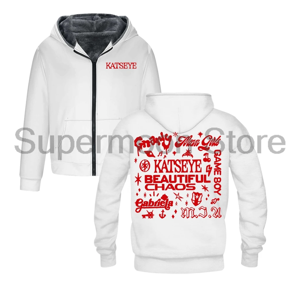 Kpop Katseye Beautiful Chaos Album Merch Zipper Hoodie Long Sleeve Streetwear Men Women Jacket Parkas Winter Coat