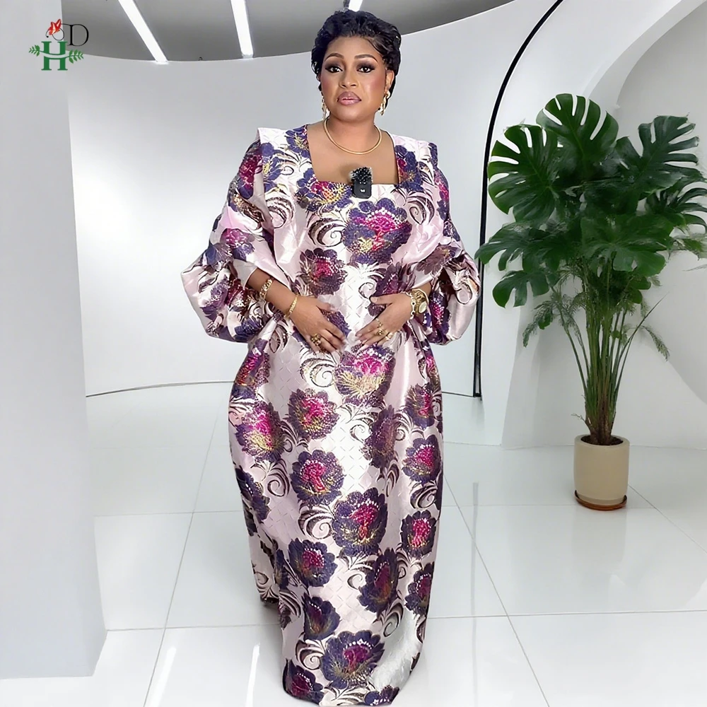 

2025 New Luxury Elegant African Clothes Women's Wedding Party Church Robe Flowers Gown Plus Size Muslim BouBou Djellaba Kaftan