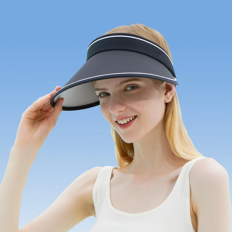 Fashion Solid Color Travel Portable Foldable Imitation UV Empty Top Sun Hat for Women Summer Large Brim Beach Casual Hat for Men