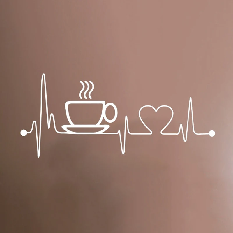 Decals Vinyl Style Designed Background Wall Stickers Coffee Cup PVC Cafe Kitchen Decoration 26*58CM Detachable