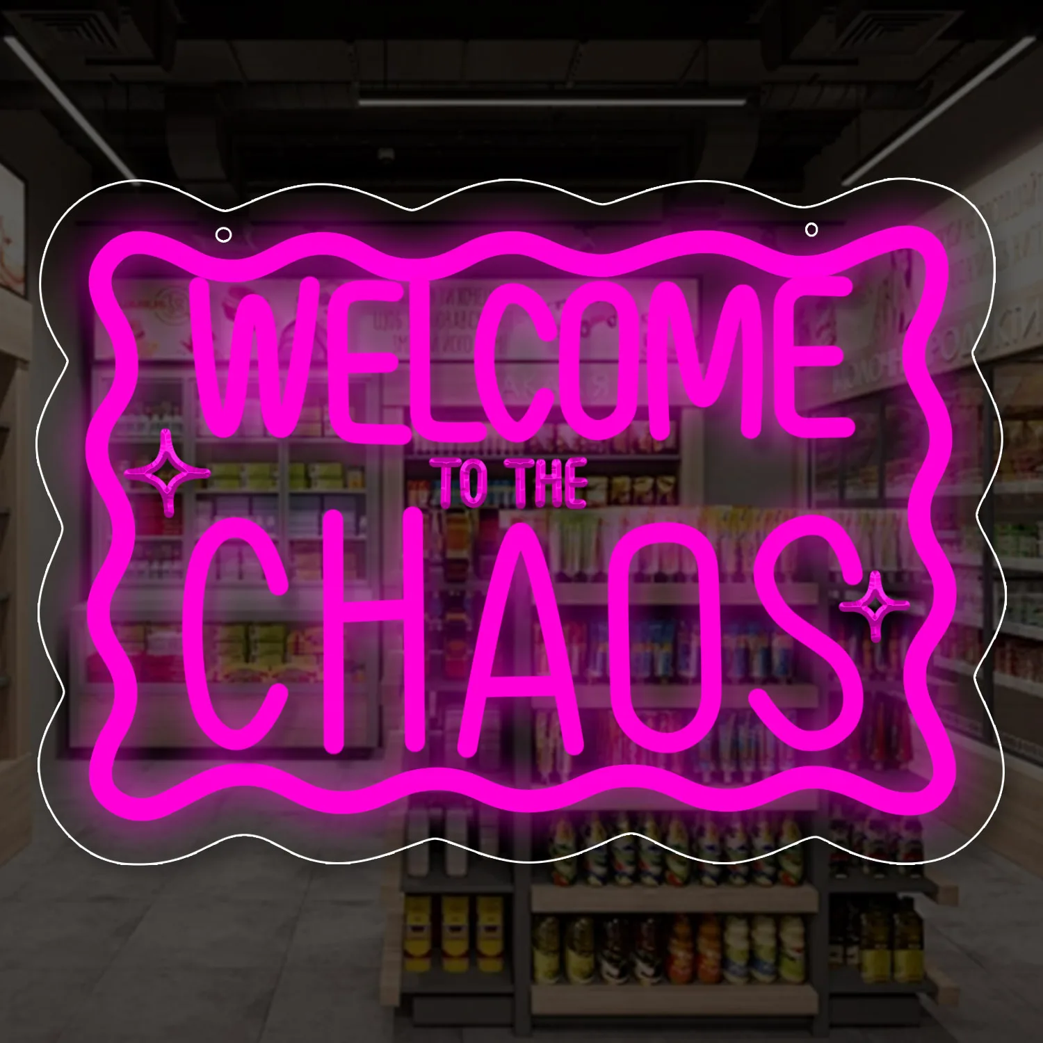 

1 WELCOME TO THE CHAOS neon sign for bedroom salon, wedding, church, party, club, restaurant, bar, Christmas and Halloween gifts