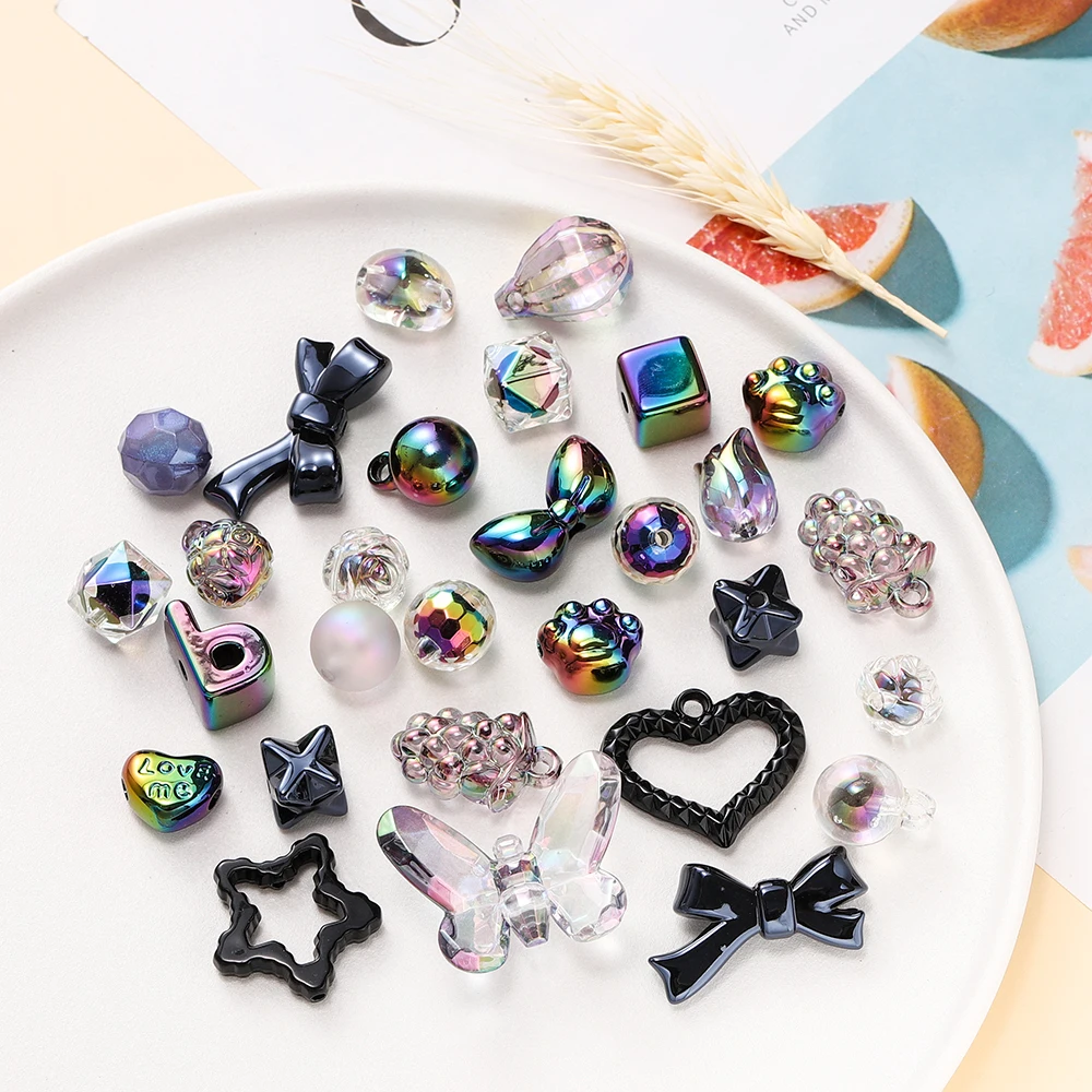 20/50grams Mixed UV Plated Acrylic Bracelet Beads Animal Flowers Bead for Keychain Necklace Phone Chain DIY Jewelry Making image 5