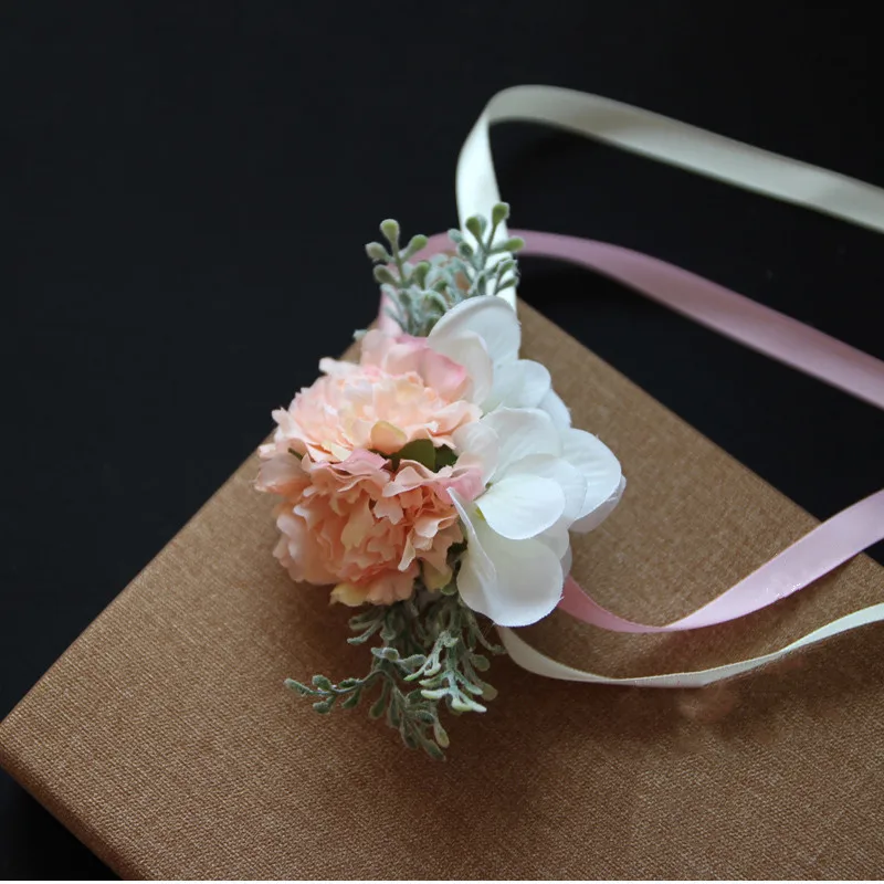 

Free Shipping 8pcs/pack Pink Series Artficial Wrist Simulation Hybrid Flower Event Party Wedding Prop Festival Friend Gift