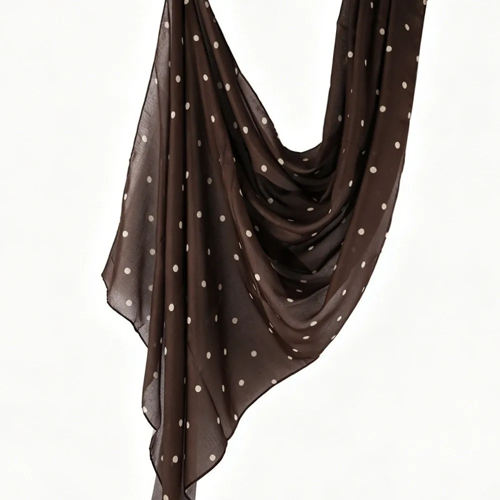 Fashion Sunscreen Polka Dot Headscarf Long Head Wrap Hijab Scarf Turban Veil Thin Large Shawl Neck Decoration