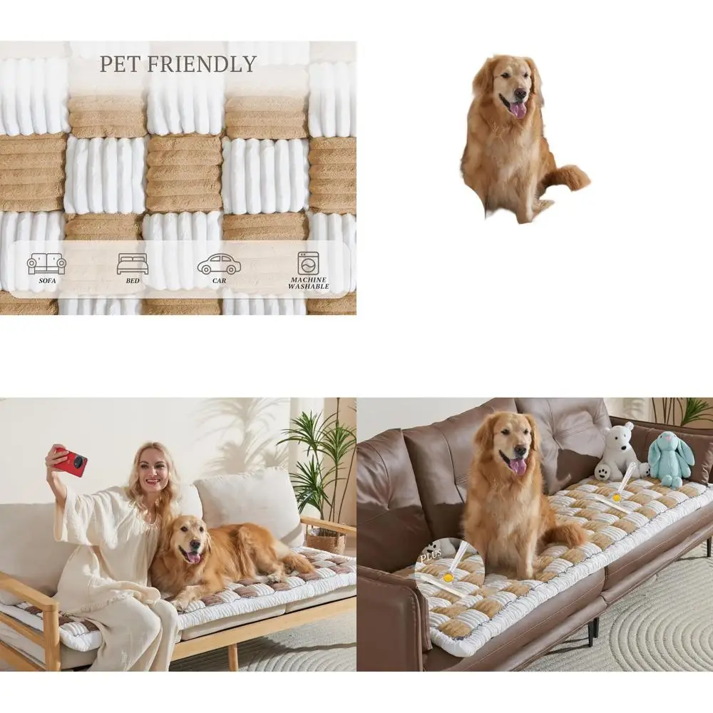 

Washable Dog Sofa Cover - Light Brown Pet Couch Protector, 70x210cm