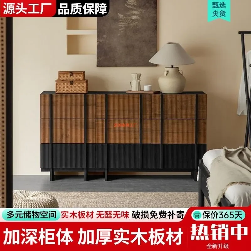Simple Modern Solid Wood Chest Living Room Wall Side Cabinet Dining Entrance Locker Bedroom Storage Unit Bedside Table