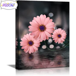5D Natural landscape, pink chrysanthemum diamond painting round diamond embroidery home decoration DIY handmade new year gift