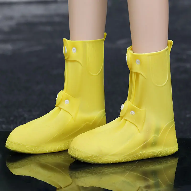 High Top Shoe Cover Portable Durable Galoshes Water Boot Rain Shoes Protector Reusable Waterproof Rain Shoe Covers With Buttons