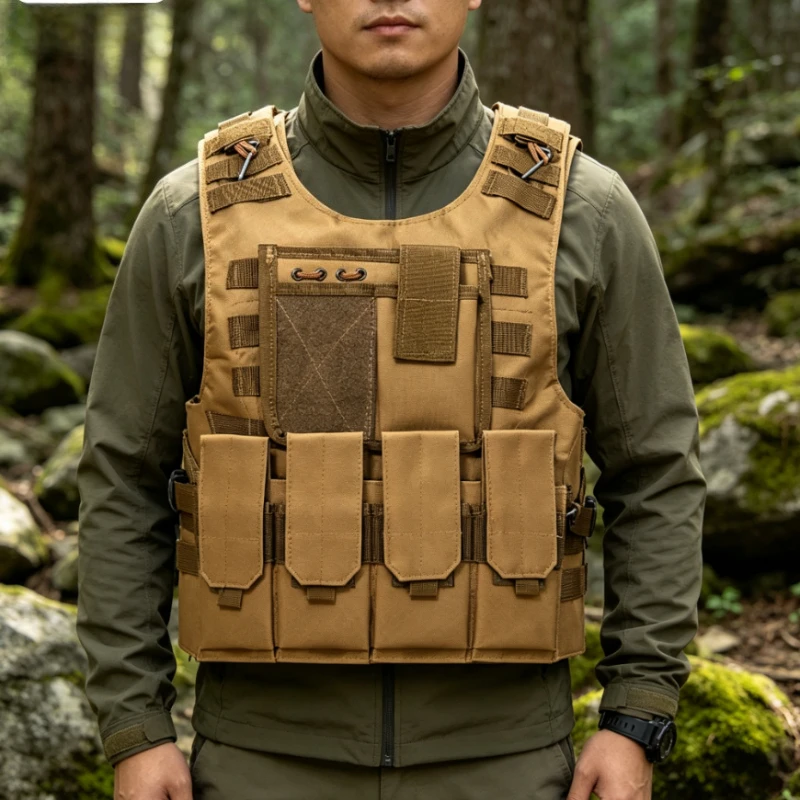 Camo Tactical Vest, Multi-functional Military Outdoor Vest for Airsoft CS Field, Scratch Proof Breathable Comfortable Durable