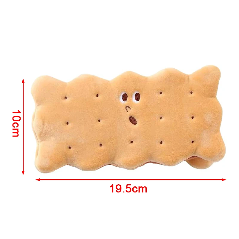 1X Biscuit Shape Pencil Box Plush Cookies Pencil Bag Large-capacity Pencil Case